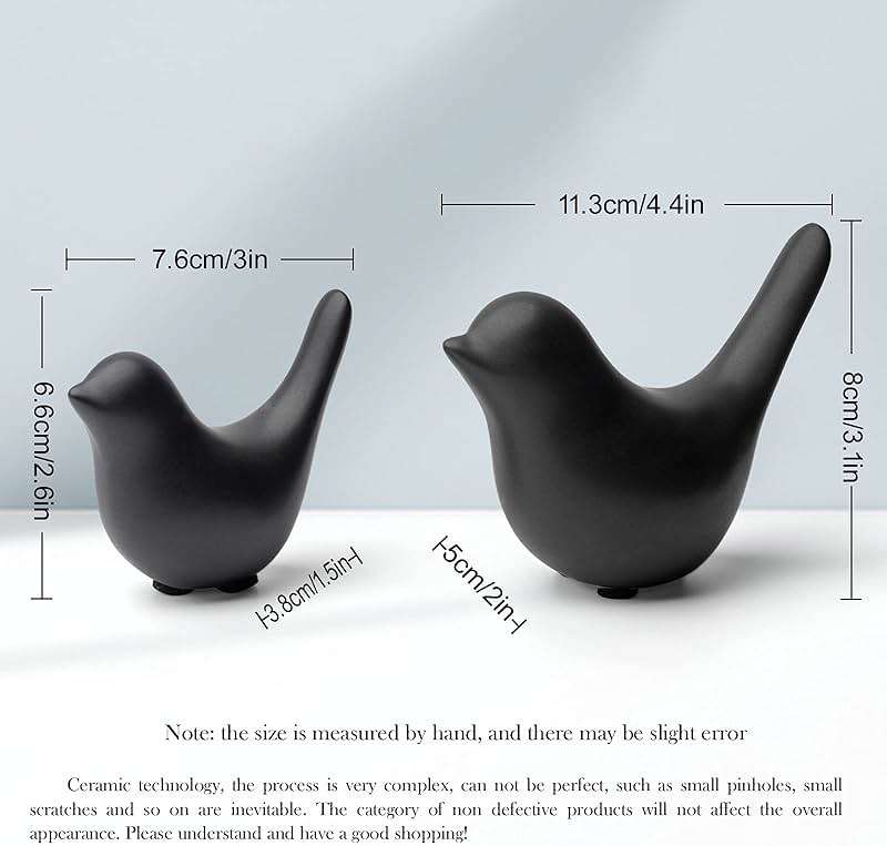 Notakia Small Birds Statues Home Decor Modern Style Decorative Ornaments for Living Room Decor, Bedroom, Office Desktop, Cabinets (Black 2Pcs Birds) - Image 3