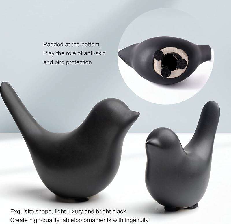 Notakia Small Birds Statues Home Decor Modern Style Decorative Ornaments for Living Room Decor, Bedroom, Office Desktop, Cabinets (Black 2Pcs Birds) - Image 4