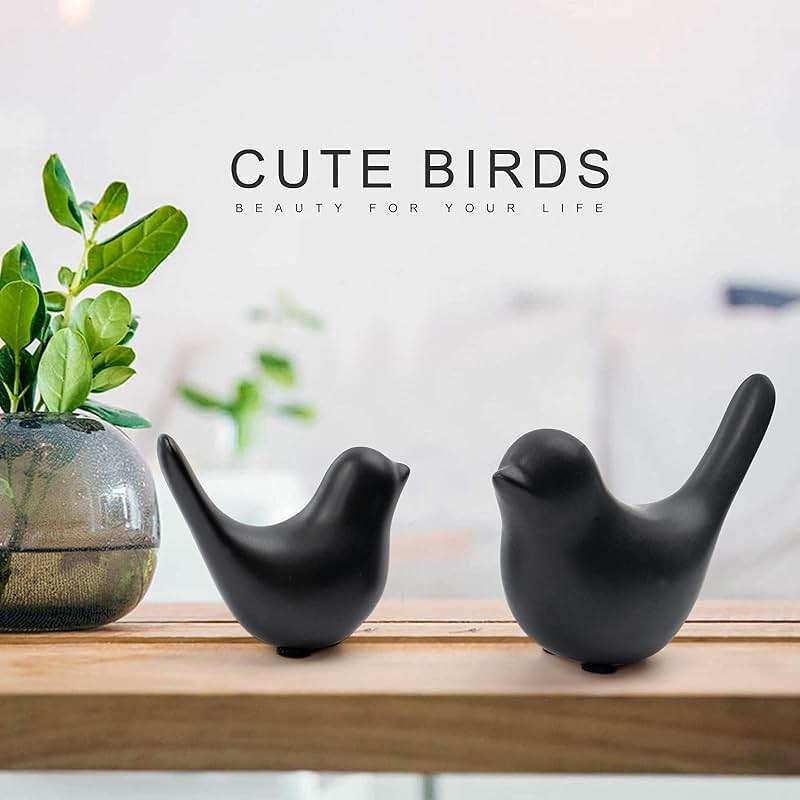 Notakia Small Birds Statues Home Decor Modern Style Decorative Ornaments for Living Room Decor, Bedroom, Office Desktop, Cabinets (Black 2Pcs Birds) - Image 5