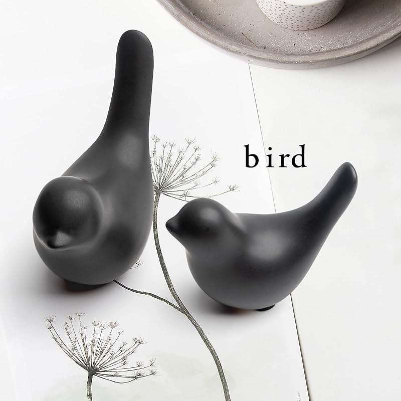 Notakia Small Birds Statues Home Decor Modern Style Decorative Ornaments for Living Room Decor, Bedroom, Office Desktop, Cabinets (Black 2Pcs Birds) - Image 7