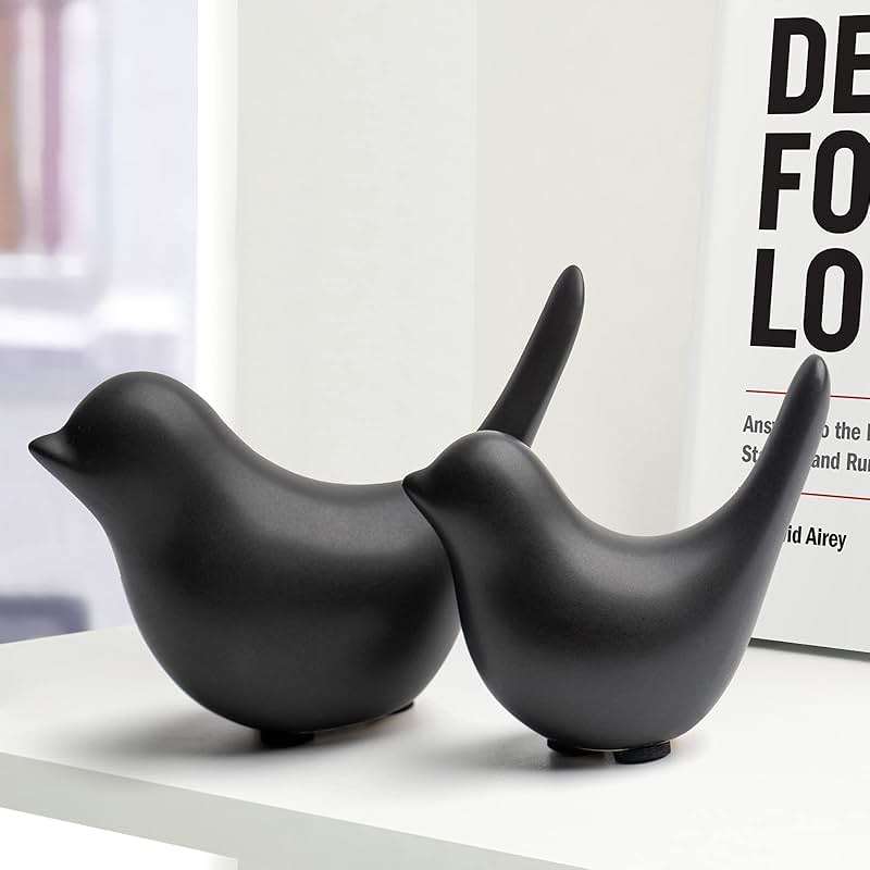 Notakia Small Birds Statues Home Decor Modern Style Decorative Ornaments for Living Room Decor, Bedroom, Office Desktop, Cabinets (Black 2Pcs Birds) - Image 8