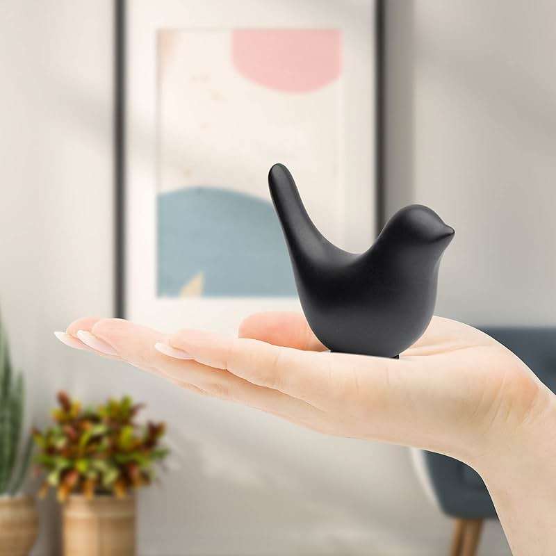 Notakia Small Birds Statues Home Decor Modern Style Decorative Ornaments for Living Room Decor, Bedroom, Office Desktop, Cabinets (Black 2Pcs Birds) - Image 9