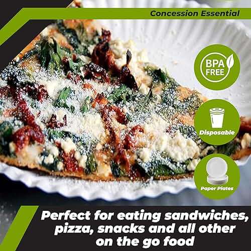 Concession Essentials 9 Inch Paper Plate Uncoated Plates White, 200ct - Image 4