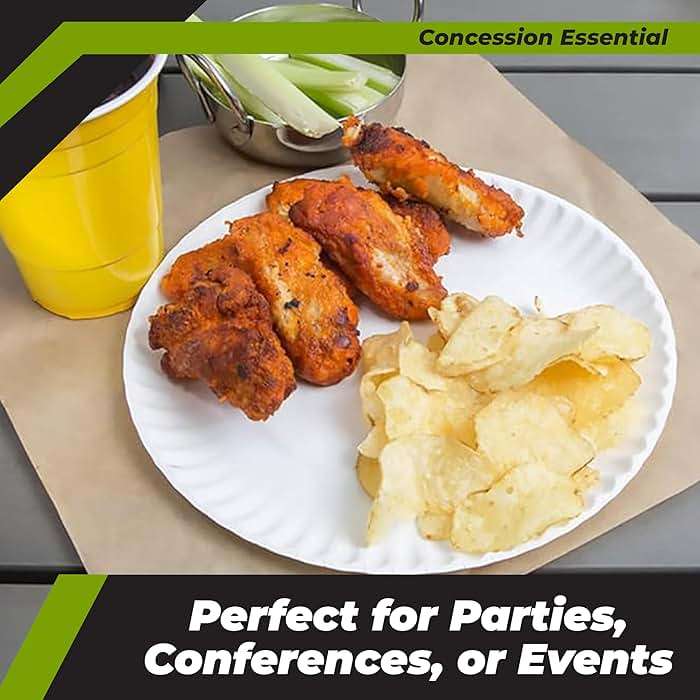 Concession Essentials 9 Inch Paper Plate Uncoated Plates White, 200ct - Image 5