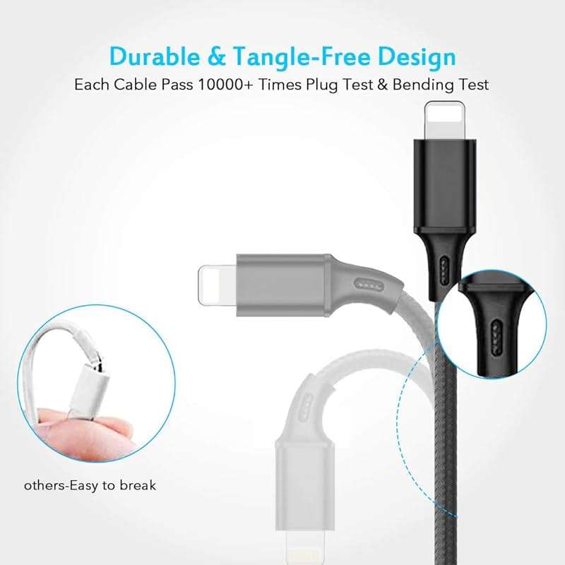 Multi USB Charging Cable 3A, 3 in 1 Fast Charger Cord Connector with Dual Phone/Type C/Micro USB Port Adapter, Compatible with Tablets iPhone 14 13 12 Pro 8 7 Samsung Galaxy (4FT/2Pack Charging Only) - Image 5