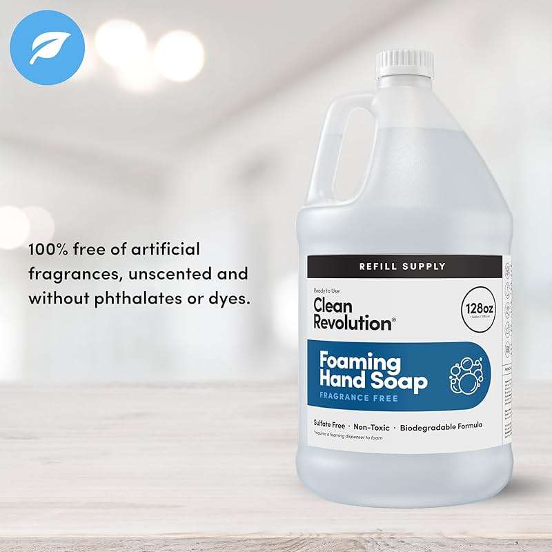 Clean Revolution Foaming Hand Soap Refill Supply, Gentle, Moisturizing & Eco-Friendly, Ready to Use Formula, Gluten Free, Unscented, Fragrance Free, 128 Fl Oz - Image 2