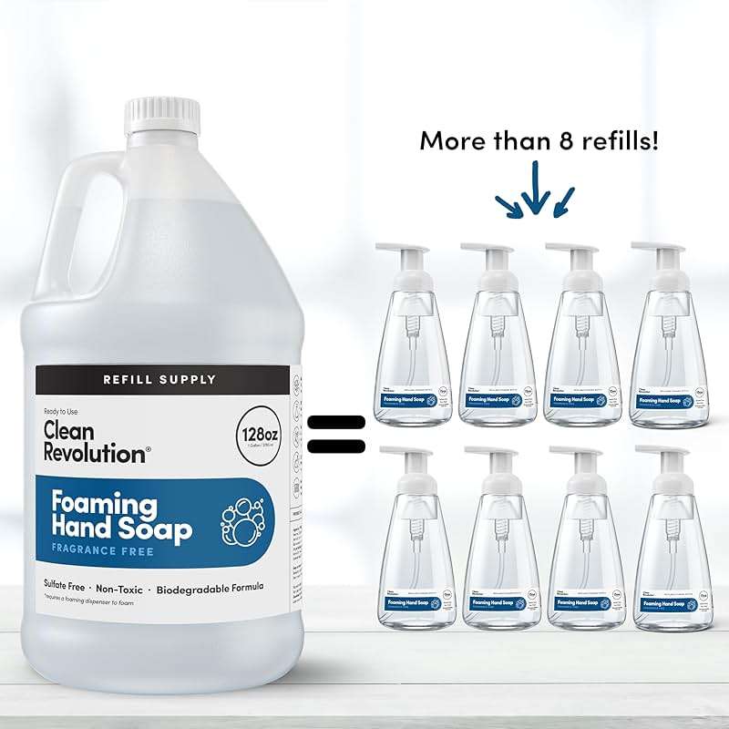 Clean Revolution Foaming Hand Soap Refill Supply, Gentle, Moisturizing & Eco-Friendly, Ready to Use Formula, Gluten Free, Unscented, Fragrance Free, 128 Fl Oz - Image 5