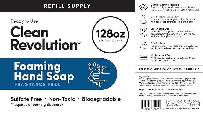 Clean Revolution Foaming Hand Soap Refill Supply, Gentle, Moisturizing & Eco-Friendly, Ready to Use Formula, Gluten Free, Unscented, Fragrance Free, 128 Fl Oz - Image 10