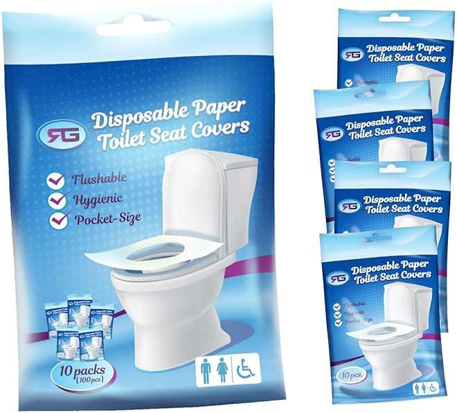 Rockland Guard Disposable Toilet Seat Covers - Flushable Paper Travel Pack - 100 Count (10 Resealable 10-Packs) - Portable Potty Training & Bathroom Hygiene Essentials for Adults & Kids - Image 1