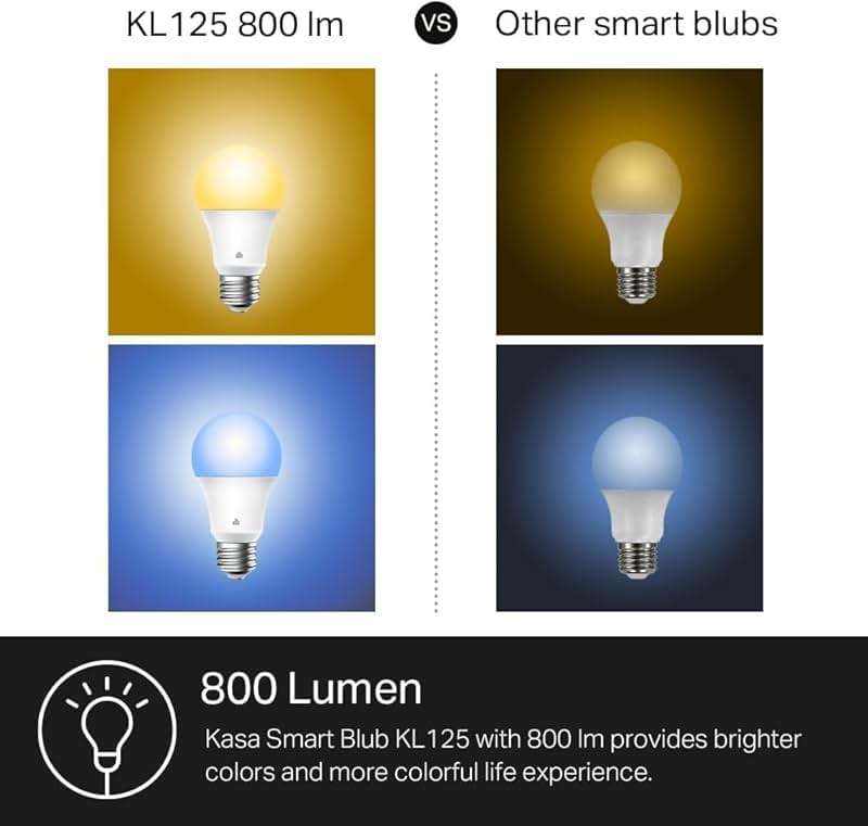 Kasa Smart Light Bulbs, Full Color Changing Dimmable Smart WiFi Bulbs Compatible with Alexa and Google Home, A19, 60 W 800 Lumens,2.4Ghz only, No Hub Required, 2-Pack (KL125P2), Multicolor - Image 4