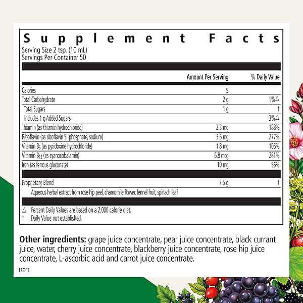Floradix Floravital Liquid Iron & Vitamin Formula - Liquid Iron Supplement with Ferrous Gluconate, C & B Vitamins & Herbs for Energy Support - Vegan, Gluten-Free, Yeast-Free & Non-GMO -16.9 Fl Oz - Image 2