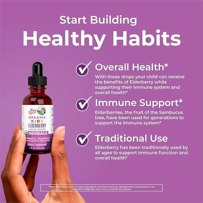 MARYRUTH'S USDA Organic Elderberry Liquid Drops for Kids | Vegan Elderberry Extract Organic Glycerin | Immune Support Supplement | Overall Health | Formulated for Ages 4-13 | 1oz - Image 5
