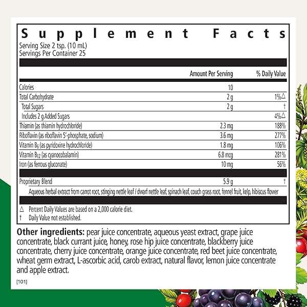Floradix Iron & Herbs - Liquid Herbal Supplement for Energy Support - Iron Supplement with Vitamin C & Vitamin B Complex - Ferrous Gluconate Iron - for Men & Women - 8.5 fl oz - Image 2