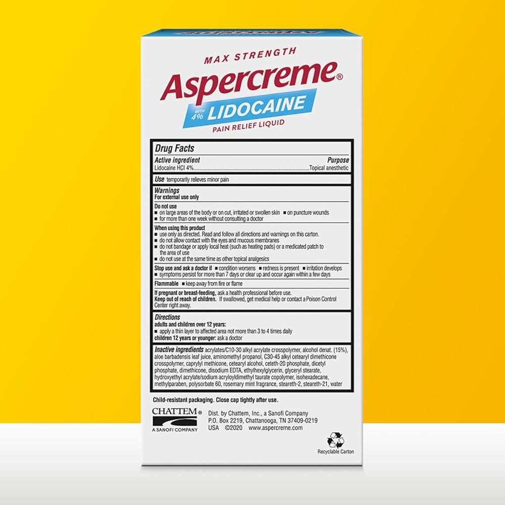 Aspercreme Essential Oils Lidocaine Pain Relief with No-Mess Roll-On Applicator, Max-Strength Lidocaine Numbs Away Nerve Pain, Moisturizing Aloe Hydrates Skin, Rosemary & Mint, 2.5 Oz. - Image 2