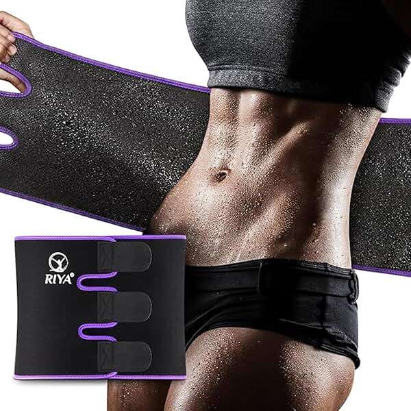 RIYA Waist Trimmer Sweat Waist Trainer for Women and Men Waist Sweat Belt Band Belly Stomach Wrap - Image 1