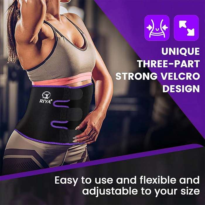RIYA Waist Trimmer Sweat Waist Trainer for Women and Men Waist Sweat Belt Band Belly Stomach Wrap - Image 6