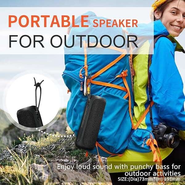 Wireless Portable Speaker,IPX7 Waterproof Bluetooth Speaker, 25W Loud Stereo Sound, Bassboom Technology, TWS Pairing, Built-in Mic, 16H Playtime with Lights for Home Outdoor - Black | 25W Stereo Sound, Bassboom Technology, TWS Pairing, Built-in Mic, 16H Playtime with Lights for Home Outdoor - Black - Image 5