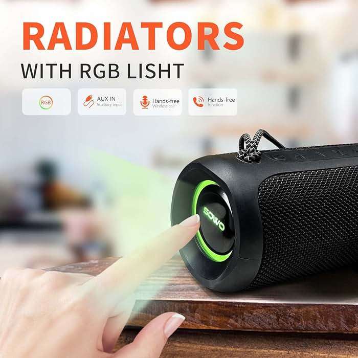 Wireless Portable Speaker,IPX7 Waterproof Bluetooth Speaker, 25W Loud Stereo Sound, Bassboom Technology, TWS Pairing, Built-in Mic, 16H Playtime with Lights for Home Outdoor - Black | 25W Stereo Sound, Bassboom Technology, TWS Pairing, Built-in Mic, 16H Playtime with Lights for Home Outdoor - Black - Image 7