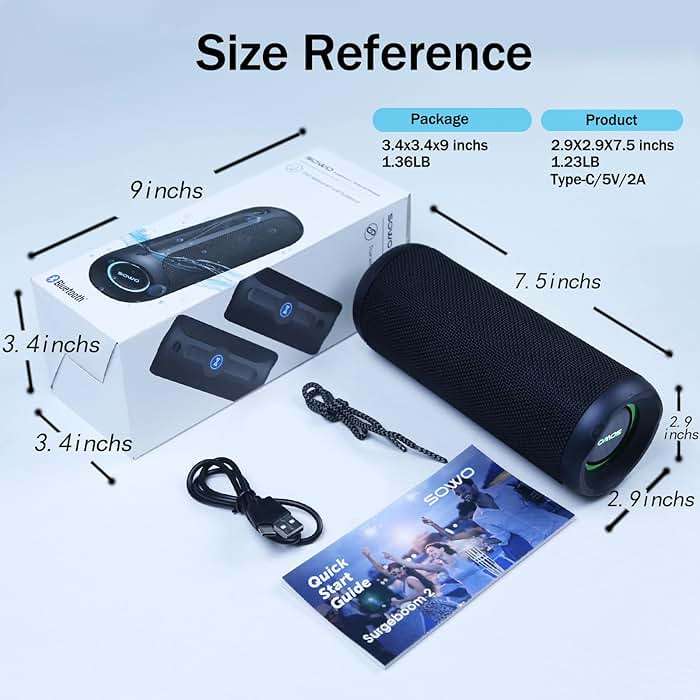 Wireless Portable Speaker,IPX7 Waterproof Bluetooth Speaker, 25W Loud Stereo Sound, Bassboom Technology, TWS Pairing, Built-in Mic, 16H Playtime with Lights for Home Outdoor - Black | 25W Stereo Sound, Bassboom Technology, TWS Pairing, Built-in Mic, 16H Playtime with Lights for Home Outdoor - Black - Image 8