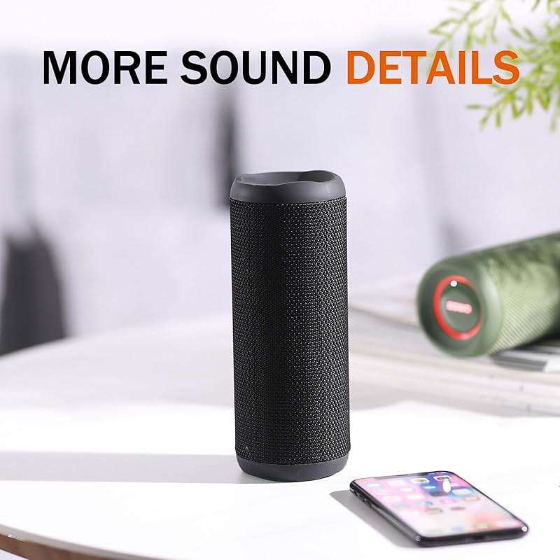 Wireless Portable Speaker,IPX7 Waterproof Bluetooth Speaker, 25W Loud Stereo Sound, Bassboom Technology, TWS Pairing, Built-in Mic, 16H Playtime with Lights for Home Outdoor - Black | 25W Stereo Sound, Bassboom Technology, TWS Pairing, Built-in Mic, 16H Playtime with Lights for Home Outdoor - Black - Image 9
