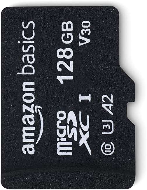 Amazon Basics microSDXC Memory Card with Full Size Adapter, A2, U3, Read Speed up to 100 MB/s, 128GB, Black - Image 2