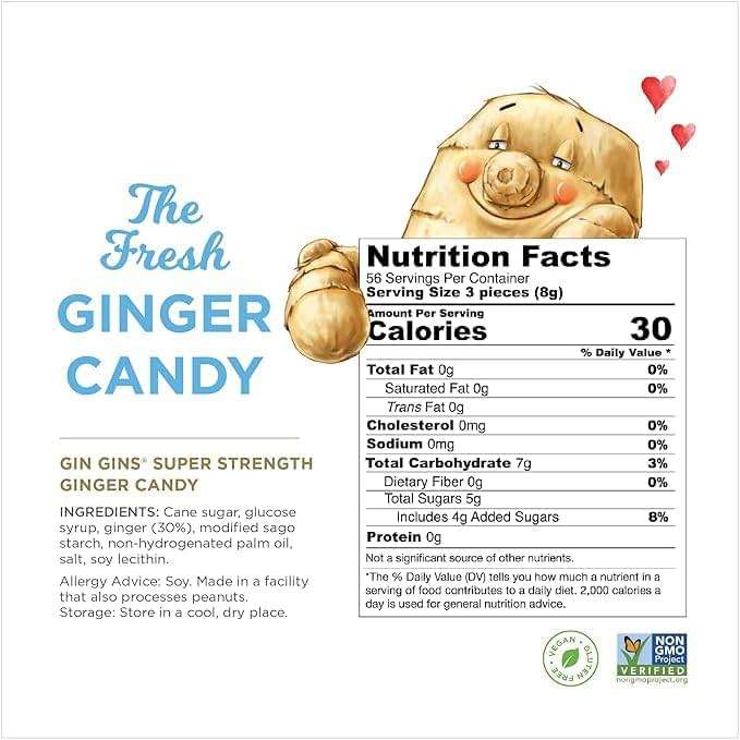 GIN GINS Super Strength – Natural Ginger Candy by The Ginger People – Individually Wrapped Healthy Candy – Super Strength Flavor – Large 1 lb Bag (16oz) – Pack of 12 - Image 3