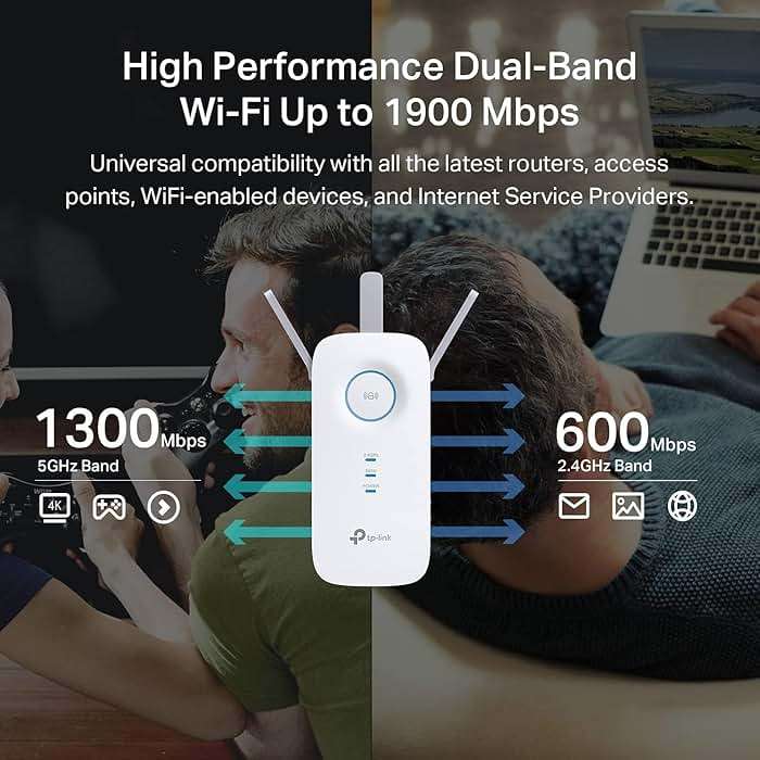 TP-Link AC1900 WiFi Range Extender RE550 | Dual-Band Wireless Repeater Amplifier w/Gigabit Ethernet Port | Up to 2200 Sq. Ft., 32 Devices | Internet Signal Booster | APP Setup | EasyMesh Compatible - Image 2
