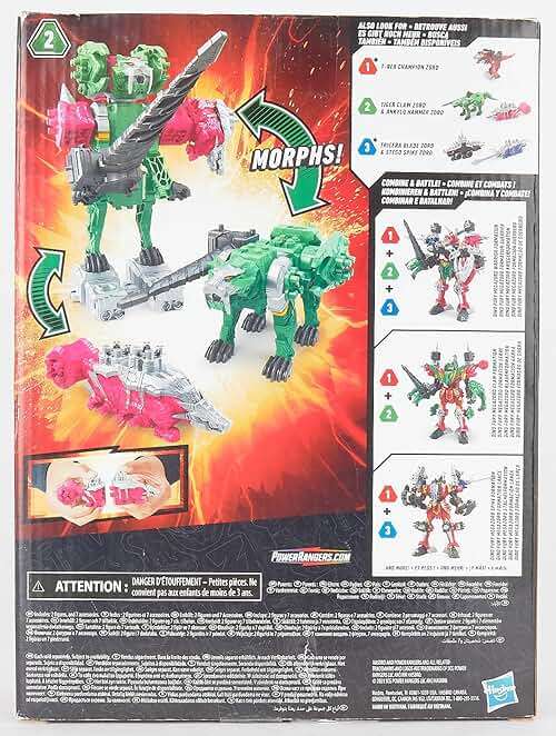 Power Rangers Dino Fury Pink Ankylo Hammer and Green Tiger Claw Zord Toys for Kids Ages 4 and Up Zord Link Mix-and-Match Custom Build System - Image 11
