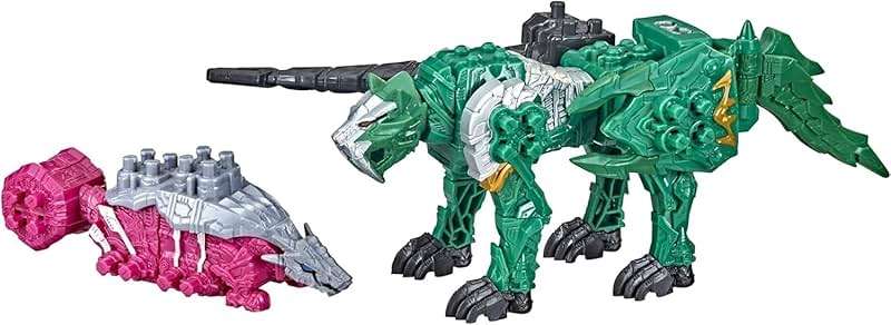 Power Rangers Dino Fury Pink Ankylo Hammer and Green Tiger Claw Zord Toys for Kids Ages 4 and Up Zord Link Mix-and-Match Custom Build System - Image 4