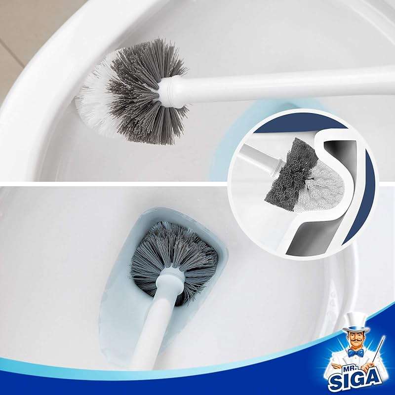 MR.SIGA Toilet Bowl Brush and Holder, Premium Quality, with Solid Handle and Durable Bristles for Bathroom Cleaning, White, 1 Pack - Image 5