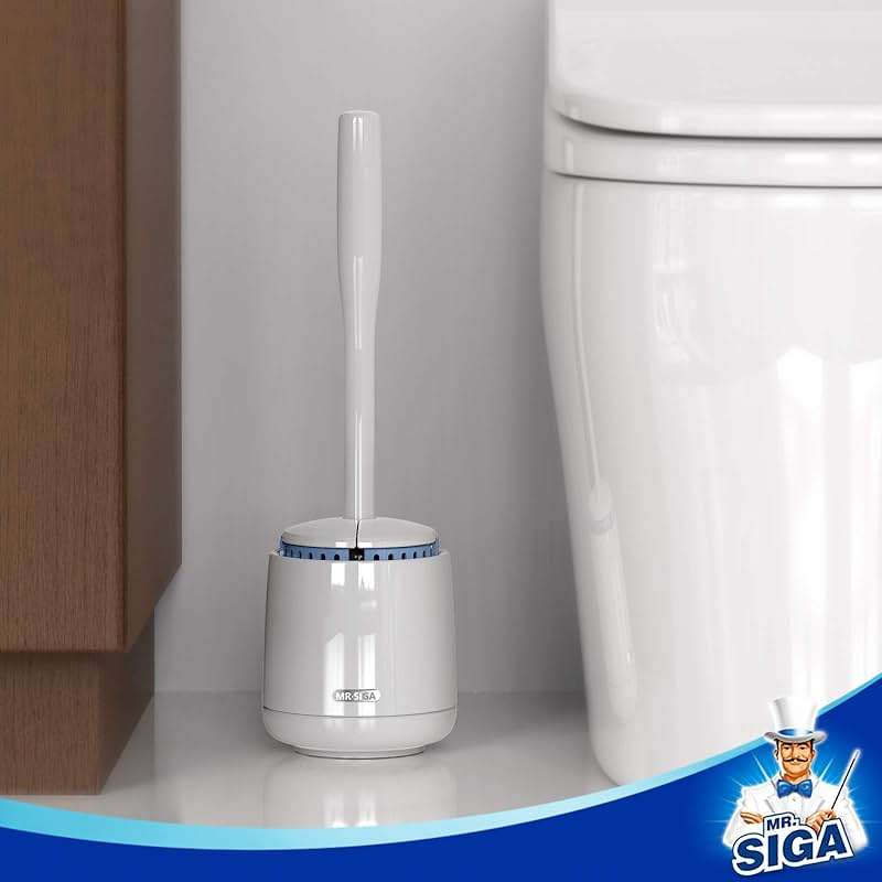 MR.SIGA Toilet Bowl Brush and Holder, Premium Quality, with Solid Handle and Durable Bristles for Bathroom Cleaning, White, 1 Pack - Image 6