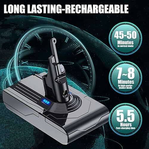 EGR Upgraded 9000mAh V8 Battery Replacement Compatible with Dyson V8 Animal Battery Replacement V8 Absolute/Motorhead/Fluffy SV10 Carbon Fiber Vacuum Cleaner 2 Filters and 3 Screws Included - Image 3