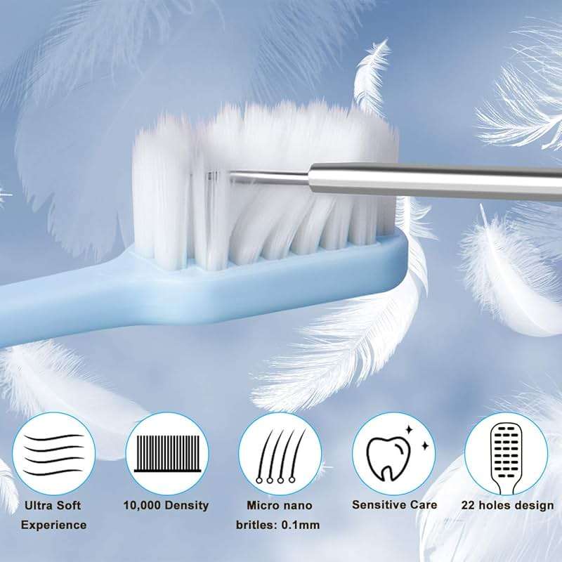 SUREE Extra Soft Toothbrush for Sensitive Teeth, Upgraded 10000 Ultra Soft Bristles for Adults & Elders, Manual Travel Toothbrush with Individual Portable Case (4 Pack) - Image 4