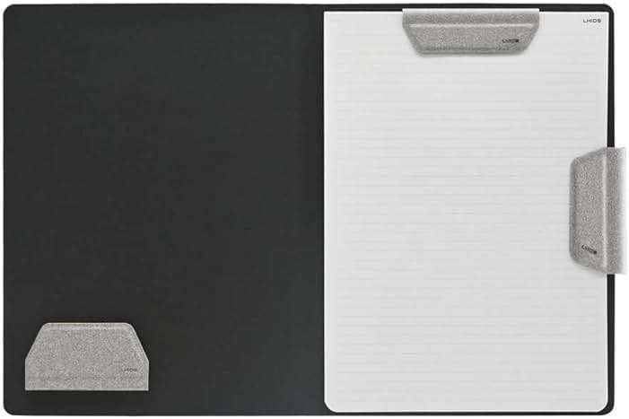 LHiDS Magnetic Business Portfolio Lite Resume Padfolio Organizer with Clipboard, Paper Clip, Writing Pad, Pen/Card Holder, Magnetic Closure for Work, School and More (Grey, A4/Letter) - Image 1