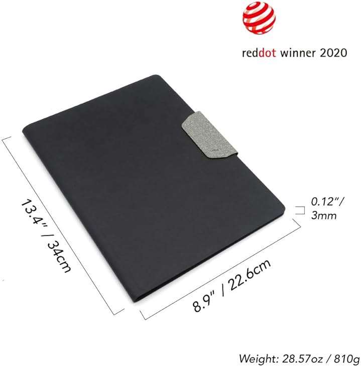 LHiDS Magnetic Business Portfolio Lite Resume Padfolio Organizer with Clipboard, Paper Clip, Writing Pad, Pen/Card Holder, Magnetic Closure for Work, School and More (Grey, A4/Letter) - Image 2