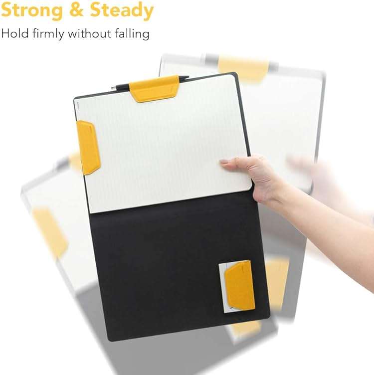 LHiDS Magnetic Business Portfolio Lite Resume Padfolio Organizer with Clipboard, Paper Clip, Writing Pad, Pen/Card Holder, Magnetic Closure for Work, School and More (Grey, A4/Letter) - Image 5