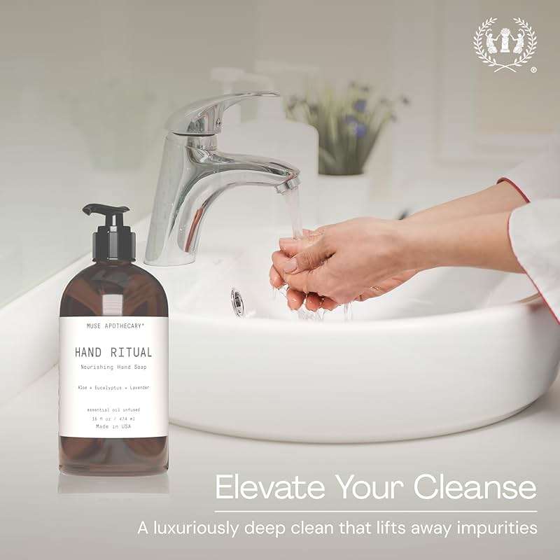 Muse Apothecary Hand Ritual - Aromatic and Nourishing Hand Soap, Infused with Natural Aromatherapy Essential Oils - USDA Certified Biobased - 16 oz, Aloe + Eucalyptus + Lavender, 3 Pack - Image 2