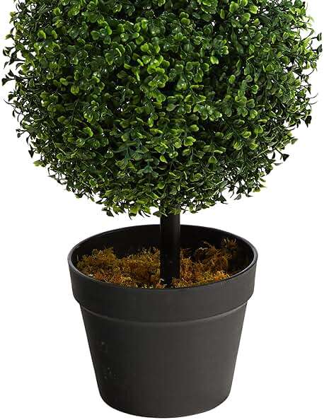 Nearly Natural 36in Artificial Triple Ball Boxwood Topiary Tree - Indoor Outdoor Realistic Faux Greenery for Home Patio Office Decor, Low Maintenance - Image 6
