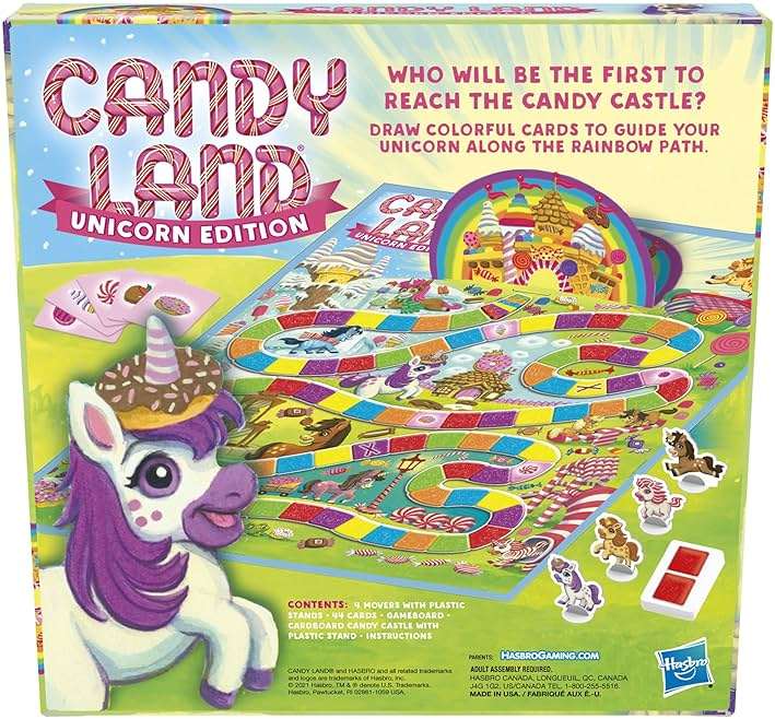 Hasbro Gaming Candy Land Unicorn Edition Preschool Board Game | Back to School Gifts for Kids | Classroom Toys | Ages 3+ (Amazon Exclusive) - Image 3