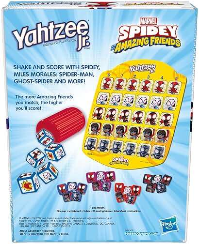 Hasbro Gaming Spidey and His Amazing Friends Yahtzee Jr.Marvel Edition Board Game for Kids, Ages 4 and Up (Amazon Exclusive) - Image 2