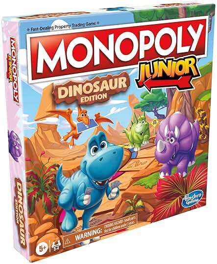 Hasbro Gaming Monopoly Junior Dinosaur Edition Game | Kids Board Games with Dino-Themed Toy Tokens | 2-4 Players for Boys & Girls | Ages 5+ (Amazon Exclusive) - Image 1