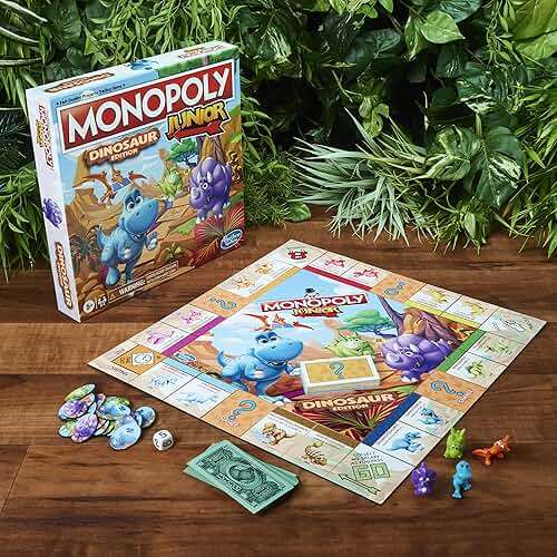 Hasbro Gaming Monopoly Junior Dinosaur Edition Game | Kids Board Games with Dino-Themed Toy Tokens | 2-4 Players for Boys & Girls | Ages 5+ (Amazon Exclusive) - Image 2