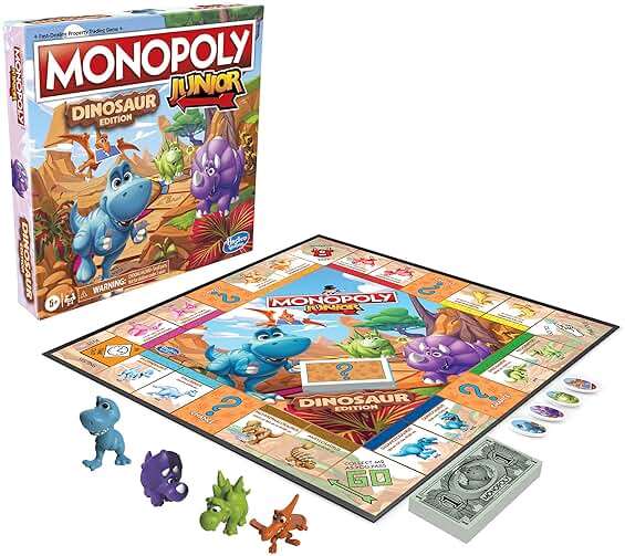 Hasbro Gaming Monopoly Junior Dinosaur Edition Game | Kids Board Games with Dino-Themed Toy Tokens | 2-4 Players for Boys & Girls | Ages 5+ (Amazon Exclusive) - Image 8