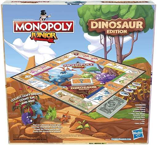 Hasbro Gaming Monopoly Junior Dinosaur Edition Game | Kids Board Games with Dino-Themed Toy Tokens | 2-4 Players for Boys & Girls | Ages 5+ (Amazon Exclusive) - Image 9