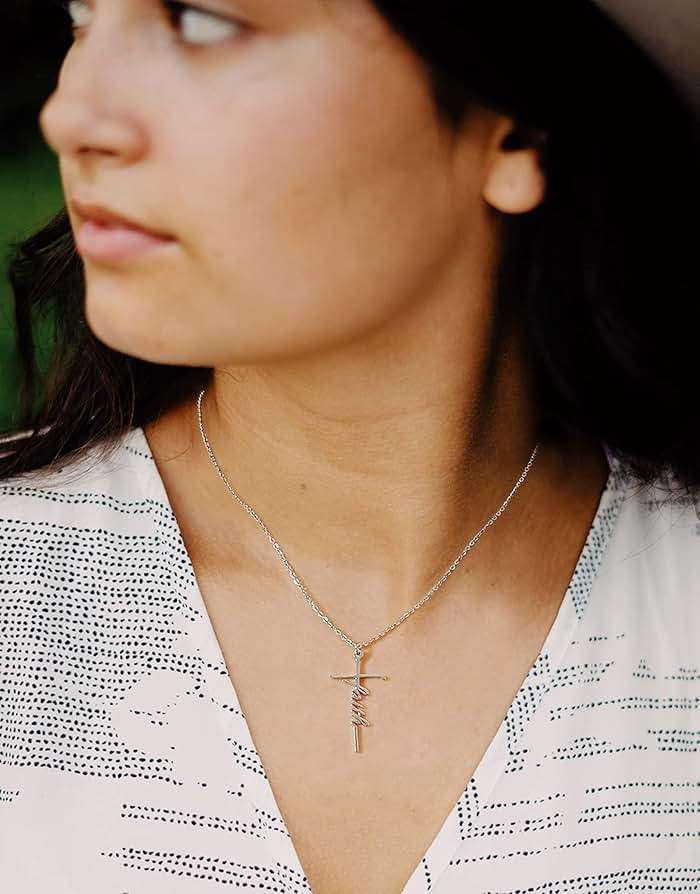 Lcherry Faith Cross Pendant Necklace for Women Religious Christian Jewelry Mother's Day Gifts for Women - Image 3