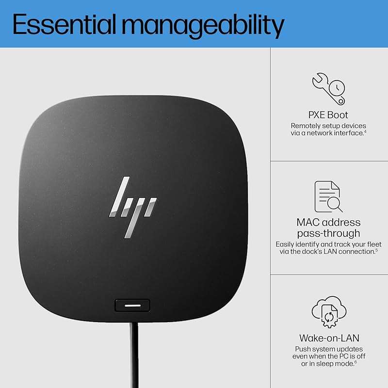 HP USB-C Dock G5-11-in-1 Adapter for Both USB-C and Thunderbolt-Enabled Laptops, PCs, & Notebooks - for Charging, Networking, or Data Transfers - Great for Secure & Remote Management,Black - Image 4