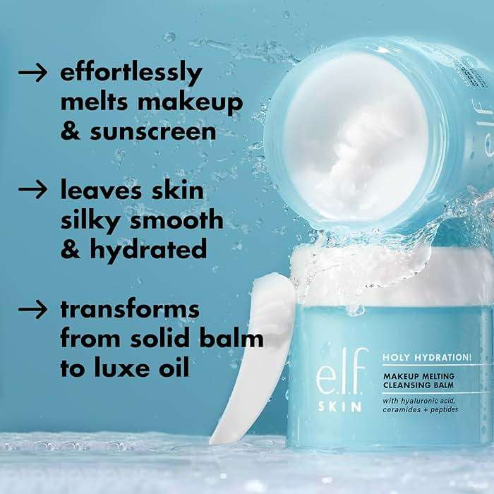 e.l.f., Skin Holy Hydration! Makeup Melting Cleansing Balm, Face Cleanser and Makeup Remover, Infused with Hyaluronic Acid to Hydrate Skin - Image 4