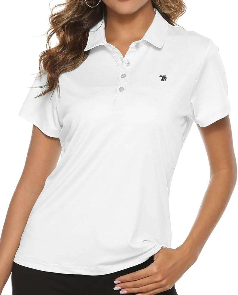 TBMPOY Women's Golf Polo Short Sleeve Shirts Lightweight Moisture Wicking Collared T Shirt Quick Dry 4-Button - Image 1