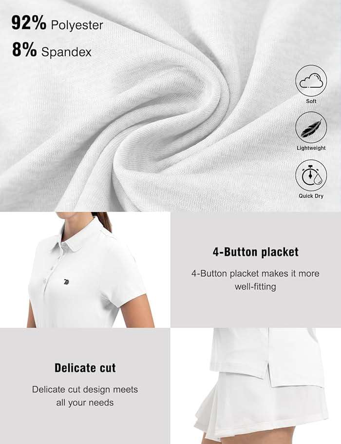 TBMPOY Women's Golf Polo Short Sleeve Shirts Lightweight Moisture Wicking Collared T Shirt Quick Dry 4-Button - Image 4