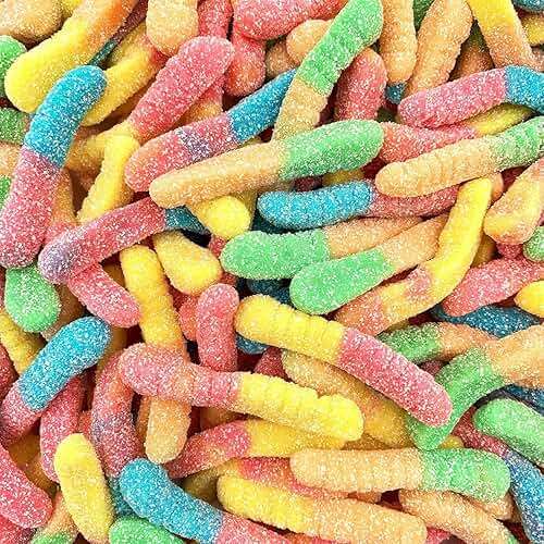 FirstChoiceCandy Sour Gummy Crawlers Candy (Neon Worms, 2 Pound (Pack of 1)) - Image 1